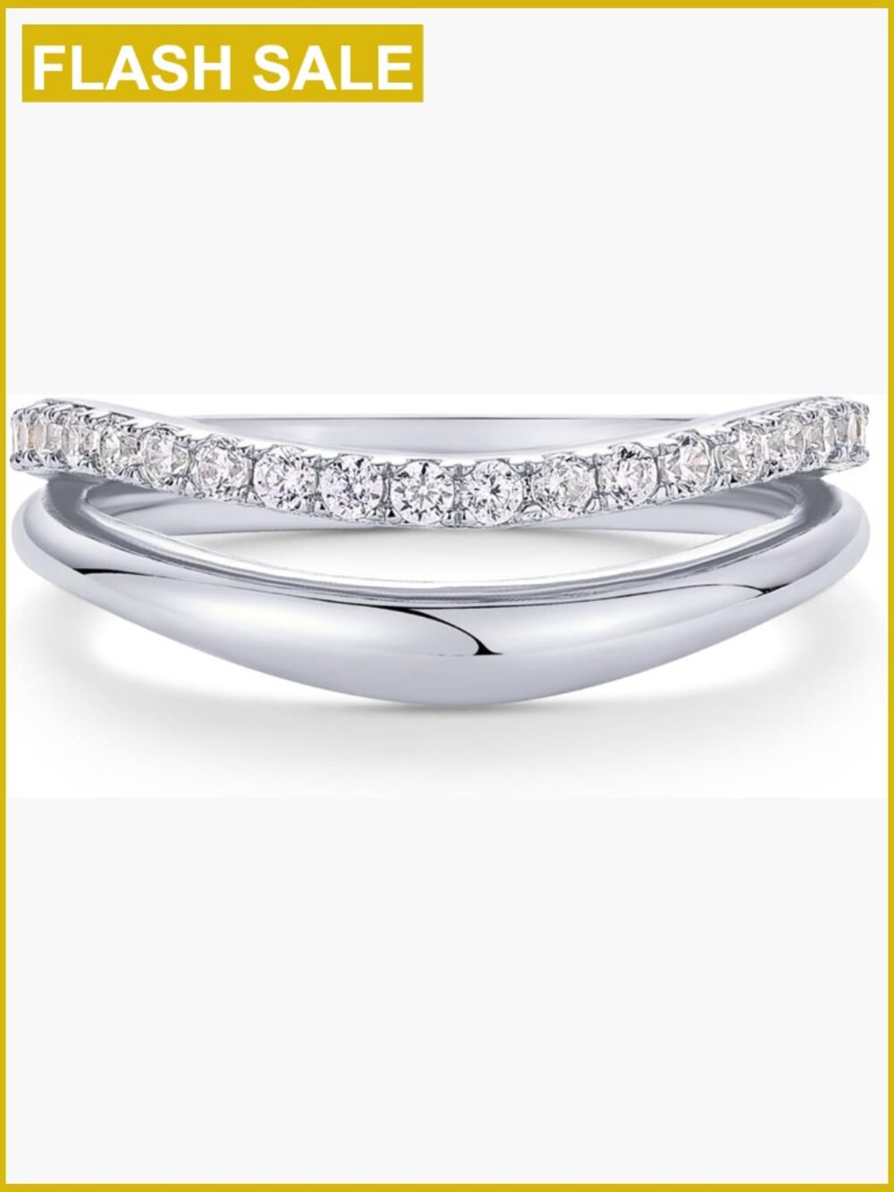 Wave Split Stackable Ring with CZ - Dainty Wedding Band - Trendy Bridal Jewelry